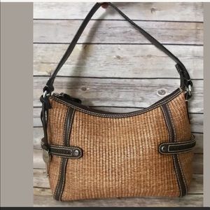 Fossil Woven Straw & Leather Purse